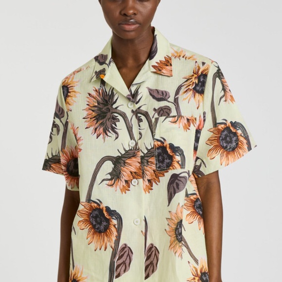 Paul Smith Pale Green 'Sunflower' Seersucker Short-Sleeve Shirt - 40 / 4 - Picture 1 of 9